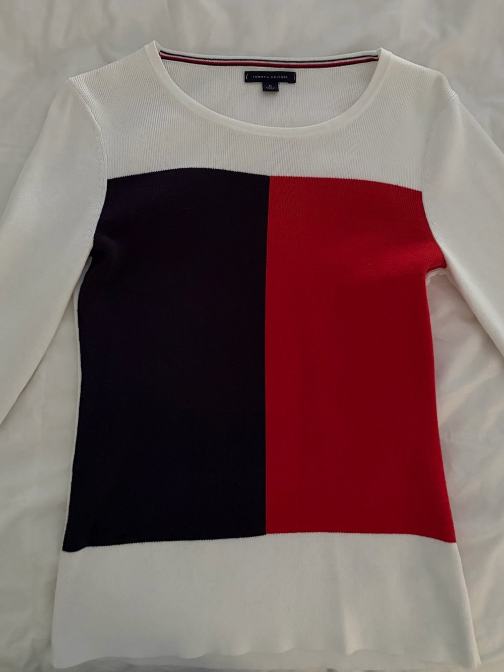 Tommy Hilfiger Women’s Colorblock Long-Sleeve Top - Red, Black & White
